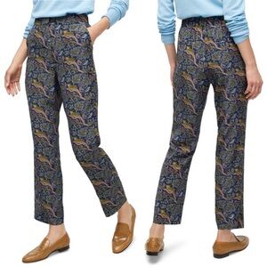 J. Crew 100% Silk Full-length Easy Pant Botanical Cheetah Print Women's 4 $198